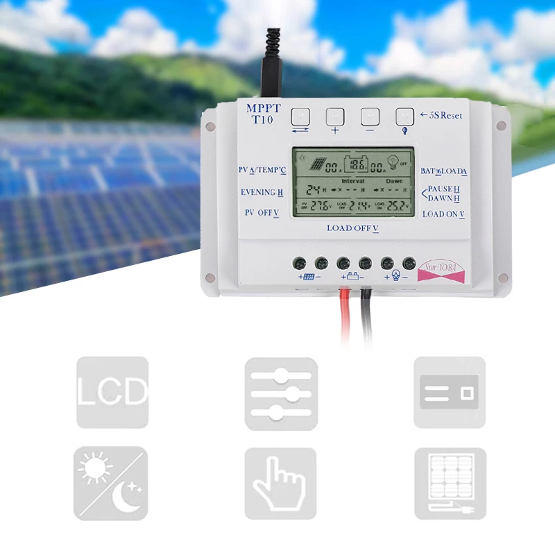 10A/20A/30A/40A MPPT Контроллер заряда солнечных батарей PWM контрольные устройства ЖК