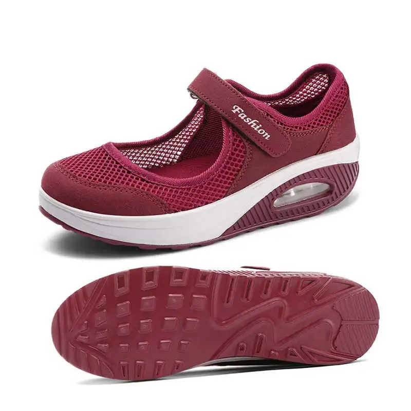 Женская сетчатая обувь на Покатой подошве 2021 Сезон лето воздушной подушке