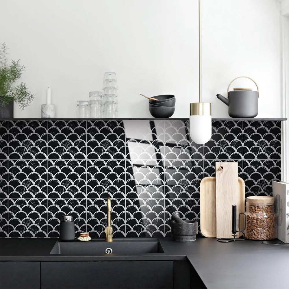 25pcs tile sticker imitation marble pattern kitchen bathroom wallpaper waterproof self adhesive wall sticker for decoration free global shipping