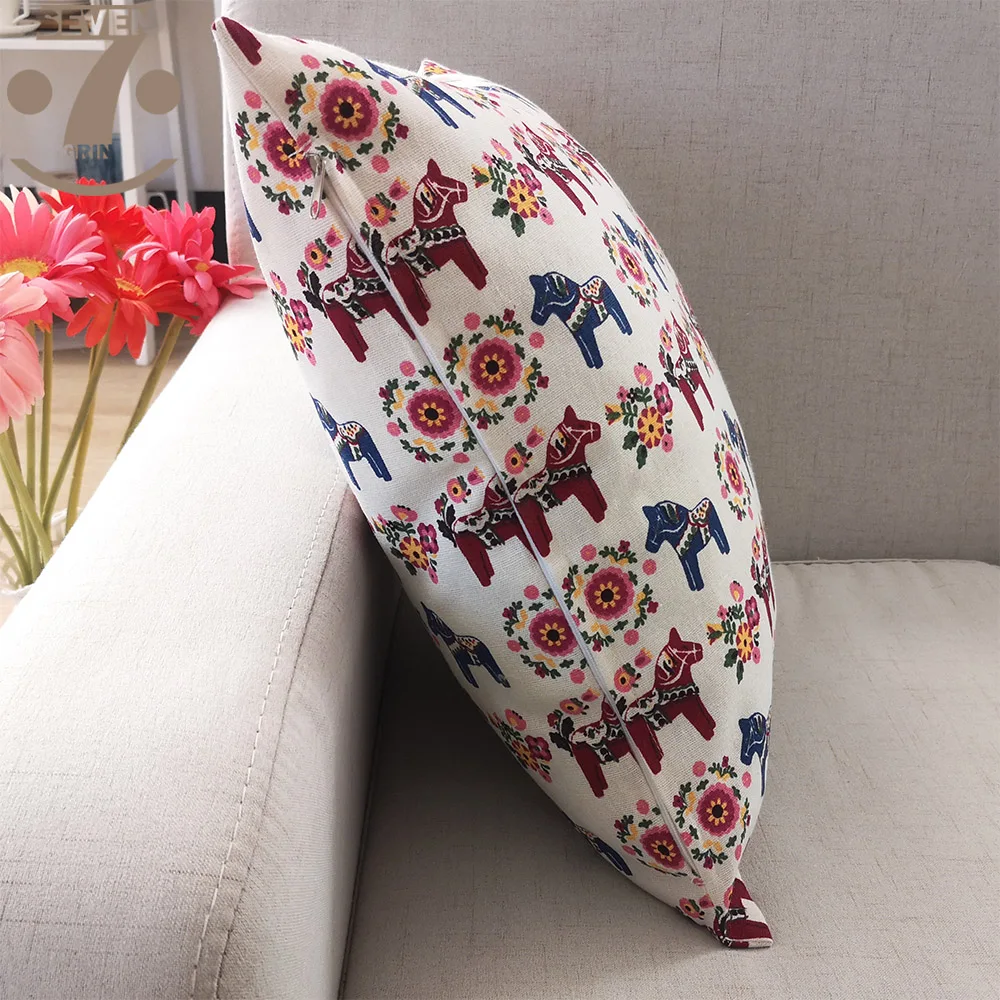 Чехол для подушки с милым мультяшным разноцветным рисунком лошади 43x43 см