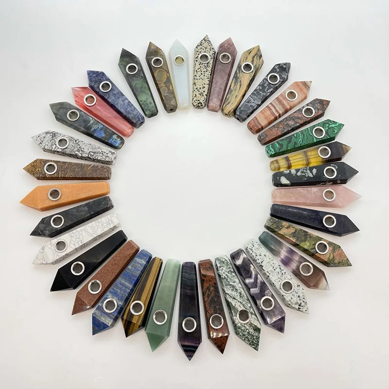 Натуральная Хрустальная палочка курительная трубка розовый кварц Лунный Камень