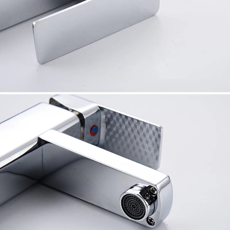 Квадратный хромированный кран для раковины смеситель ванной комнаты Широкий