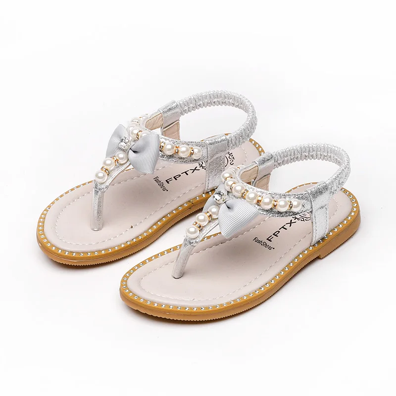 

summer kids baby girl pearl sandals children shoes with bow princess sandals fashion girls flip flops beach sandals shoes