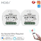 Умный выключатель света Moes Tuya ZigBee, модуль переключателя без нейтрального провода, работает с приложением Alexa Google Home