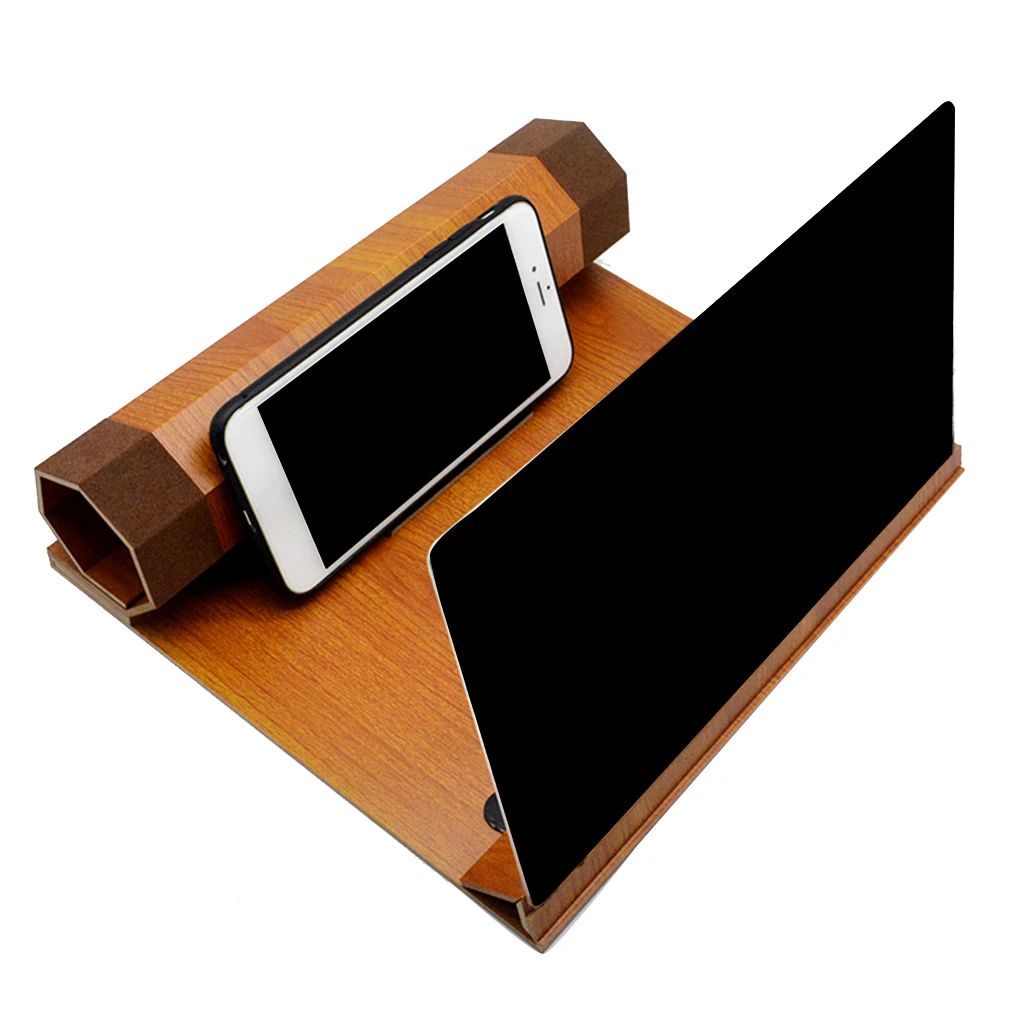 12 inches desktop folding wood bracket phone stands 3d mobile screen magnifier hd video amplifier holder phones parts free global shipping