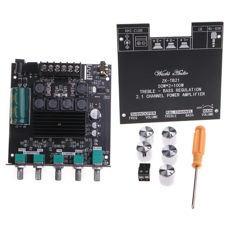 

Portable Bluetooth-Compatible 5.0 Sound Power Amplifier Metal Board with Power Switch Volume Control for audio System K1KF