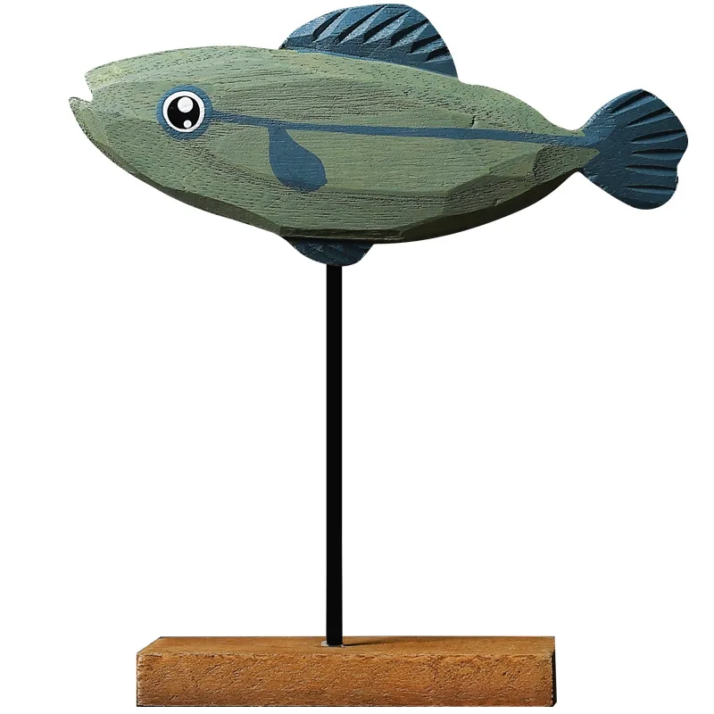 

Nordic cute little fish wooden ornaments living room porch bedroom children's study