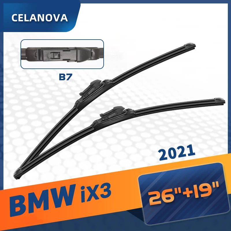 

Стеклоочистители для лобового стекла CELANOVA для BMW iX3 2021 26 дюймов + 19 дюймов, бескаркасные резиновые стеклоочистители