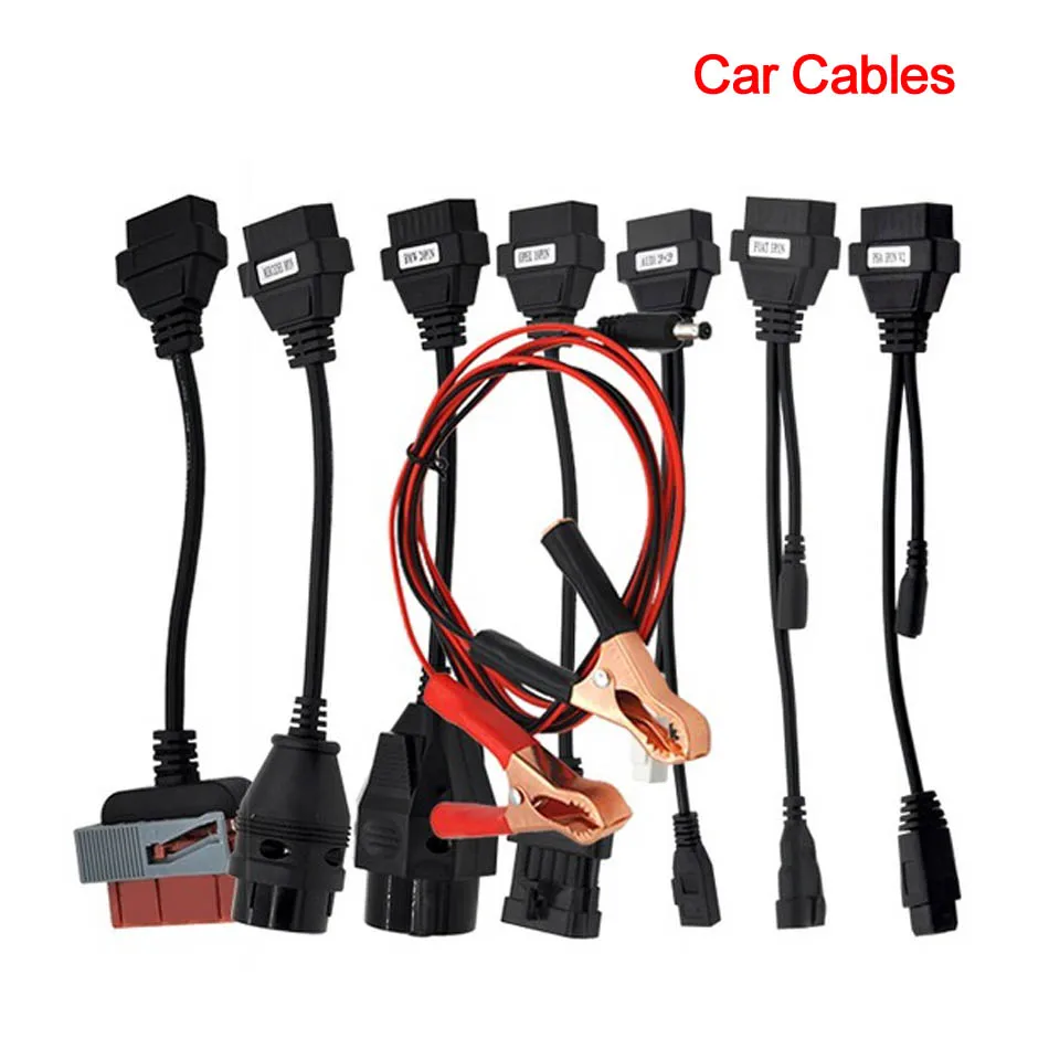 OBD OBD2 автомобильные кабели, грузовые кабели, полный комплект, 8 автомобильных кабелей для автомобиля, для tcs cdp, WOW запчасти, Автомобильный Кабель для сканера CaBD II - Цвет: Car Cables