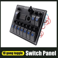 acdc dual power 10 gang rocker switch led control overload protection 15a dc output toggle panel for auto boat marine yachts