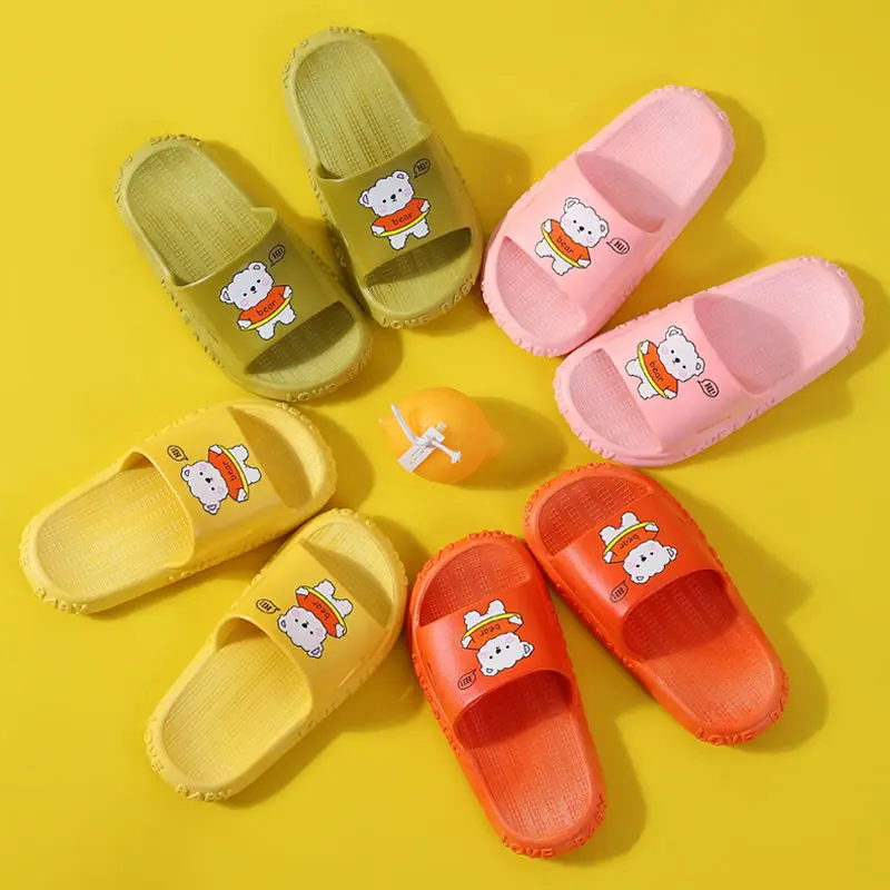 Детская нескользящая обувь Teddy Bear домашние Тапочки для ванной летняя Милая