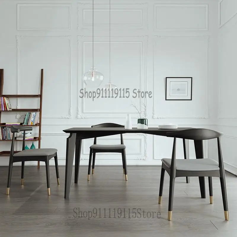 Стул Nordic Luxury Chair Ox Horn Solid Wood Back Simple Dining Household Desk Restaurant on.