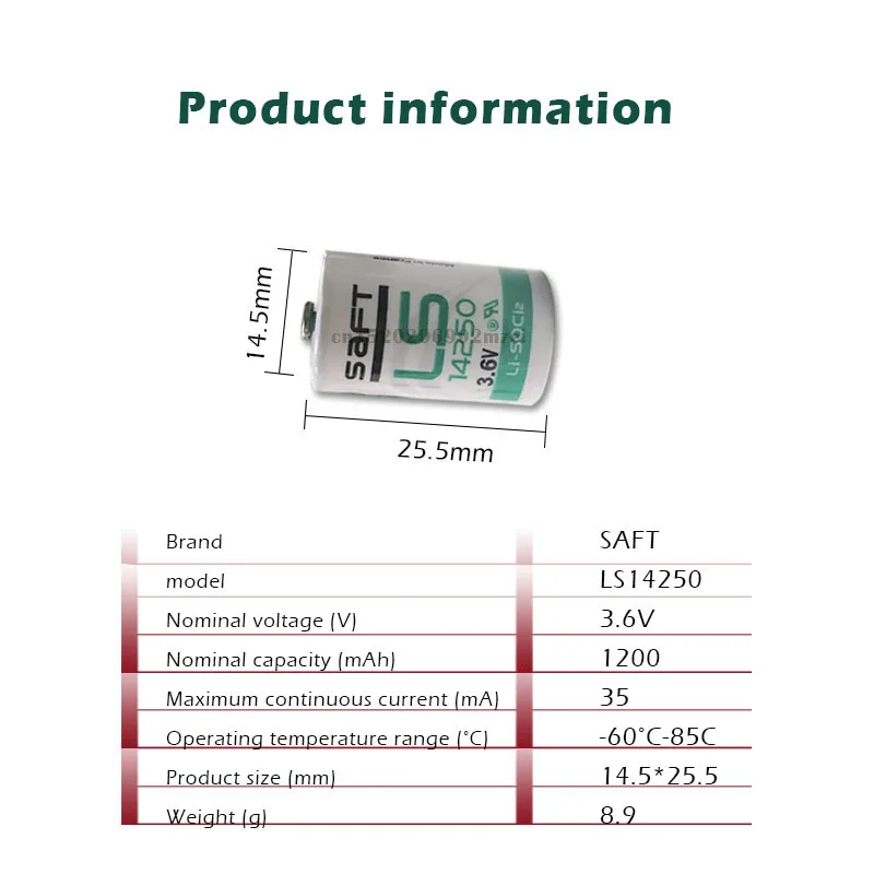 2 шт. новое оригинальное Saft LS14250 1/2AA 3,6 V PLC оборудование для промышленной автоматизации CNC машина Литиевая батарея