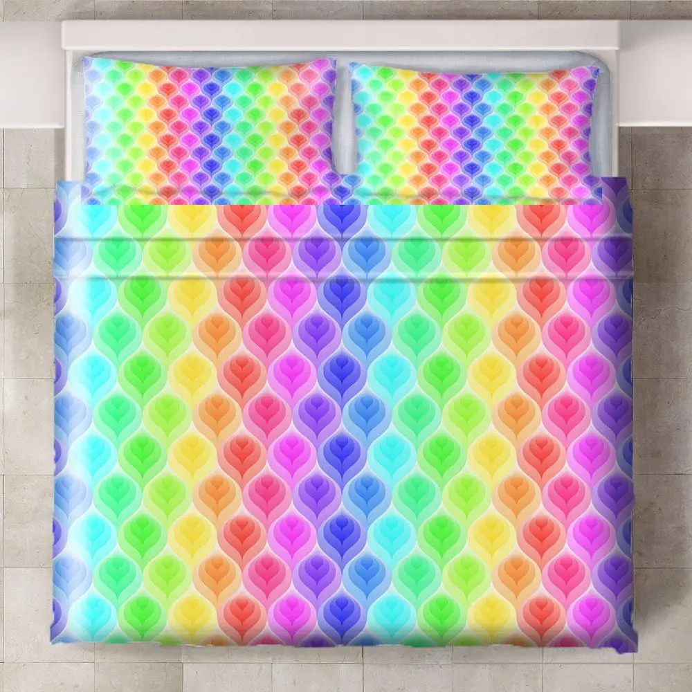 Rainbow Hot Air Balloon Blue Sky 3Pcs/Set Cartoon Bedding Set Sheet Children Room Bed Pillow case | Дом и сад