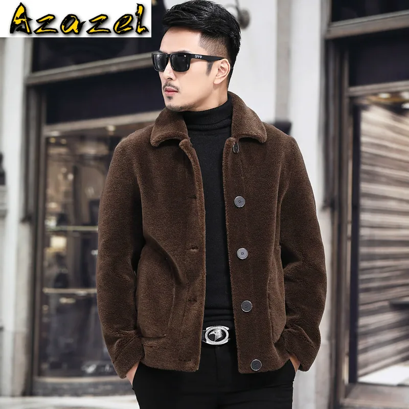 Azazel men clothing 2020 men's jacket winter korean clothes genuine wool fur coat double sides wear coats homens jaqueta LXR539
