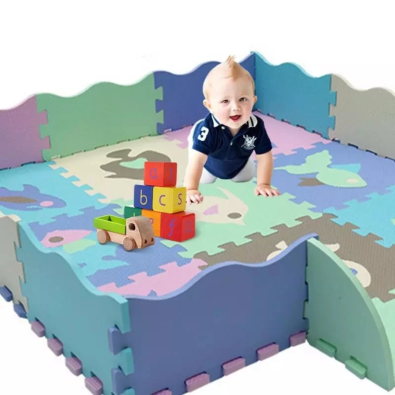 25Pcs/Lot Children's Rug Cartoon Animal Pattern Carpet EVA Foam Puzzle Mats Baby Play Mat Toy Floor Playmat With Fence | Игрушки и