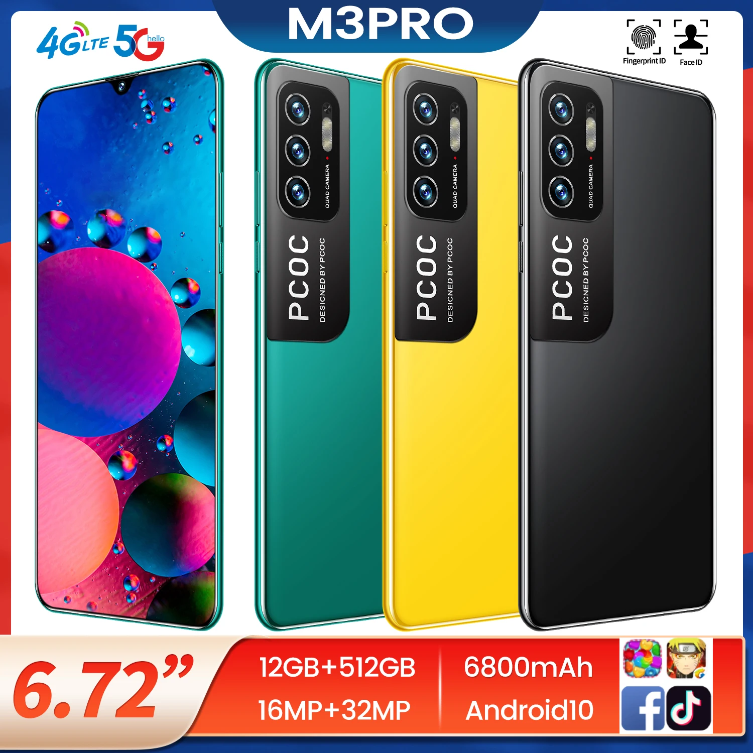 

Оригинальный новый смартфон M3 Pro, 2021 дюйма, 12 + 6,72 ГБ, 512 мАч, 10 ядер, GPS, беспроводной, Wi-Fi, Android 6800