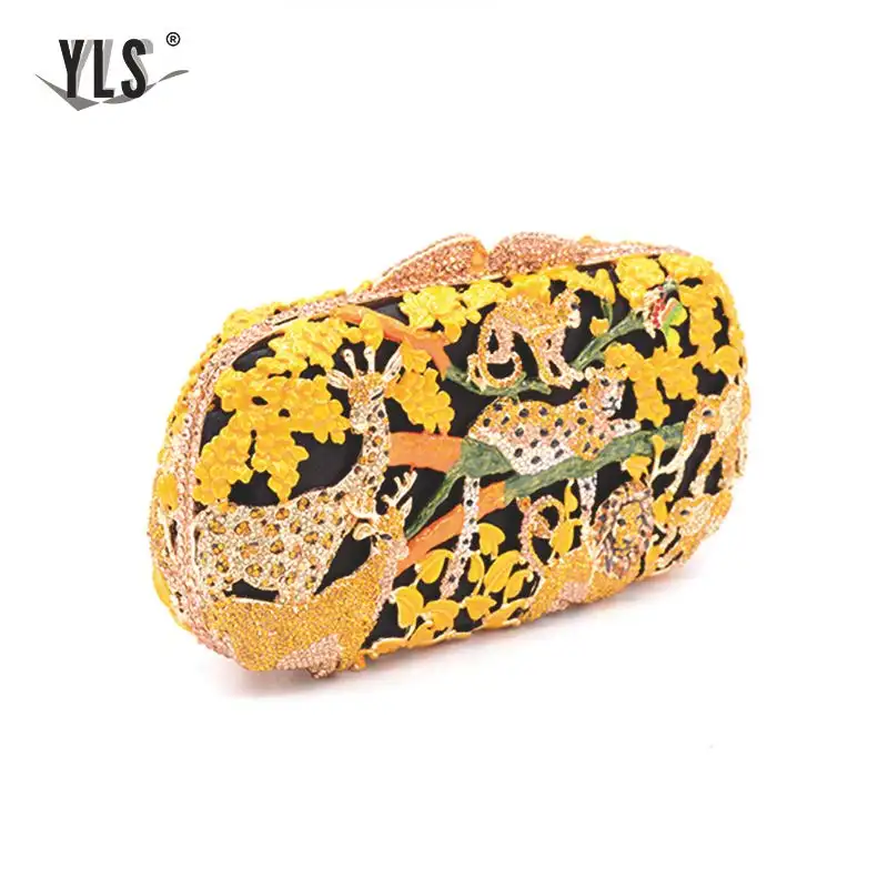 Женская вечерняя сумочка дождевой лес с кристаллами и животными|Вечерние