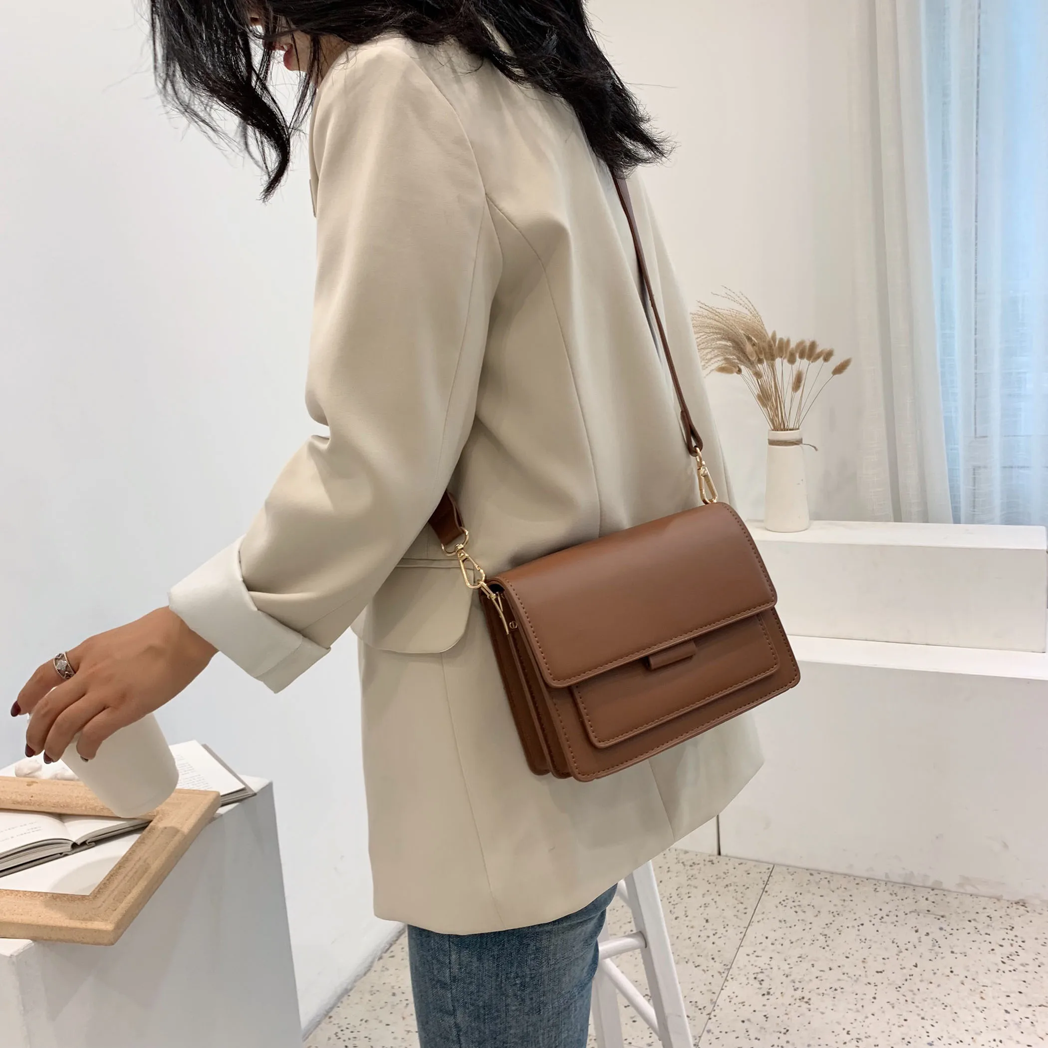 

Solid Color PU Leather Crossbody Bags For Women 2020 Luxury Quality Shoulder Messenger Bag Female Handbags and Purses