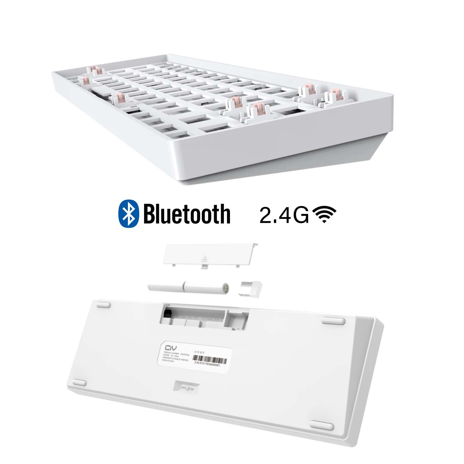

CIY GK68 Dual Mode 65% Keyboard DIY Kit,Bluetooth 5.0G 2.4G Wireless,Swappable MX Switch 5Pin/3Pin,ABS Shell