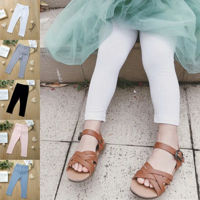 Новинка 2019 года плотные теплые хлопковые леггинсы для девочек однотонные