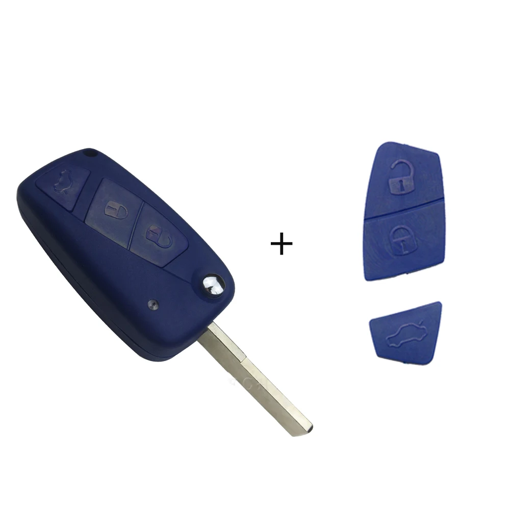blue shell and pad OkeyTech 3 автомобильный ключ с кнопкой чехол оболочка для Fiat 500 Punto Stilo Ducato Panda Doblo Bravo Авто Флип складной с Pad Uncut Blade - Цвет: blue shell and pad