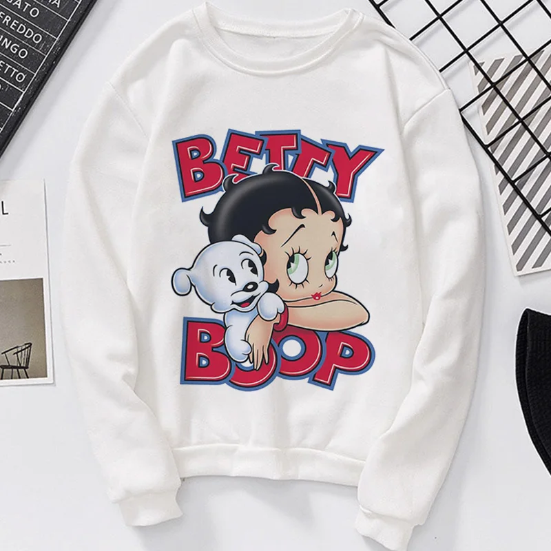 Осень зима сексуальные Betty Boop печати с капюшоном Vogue Harajuku Свободные повседневные