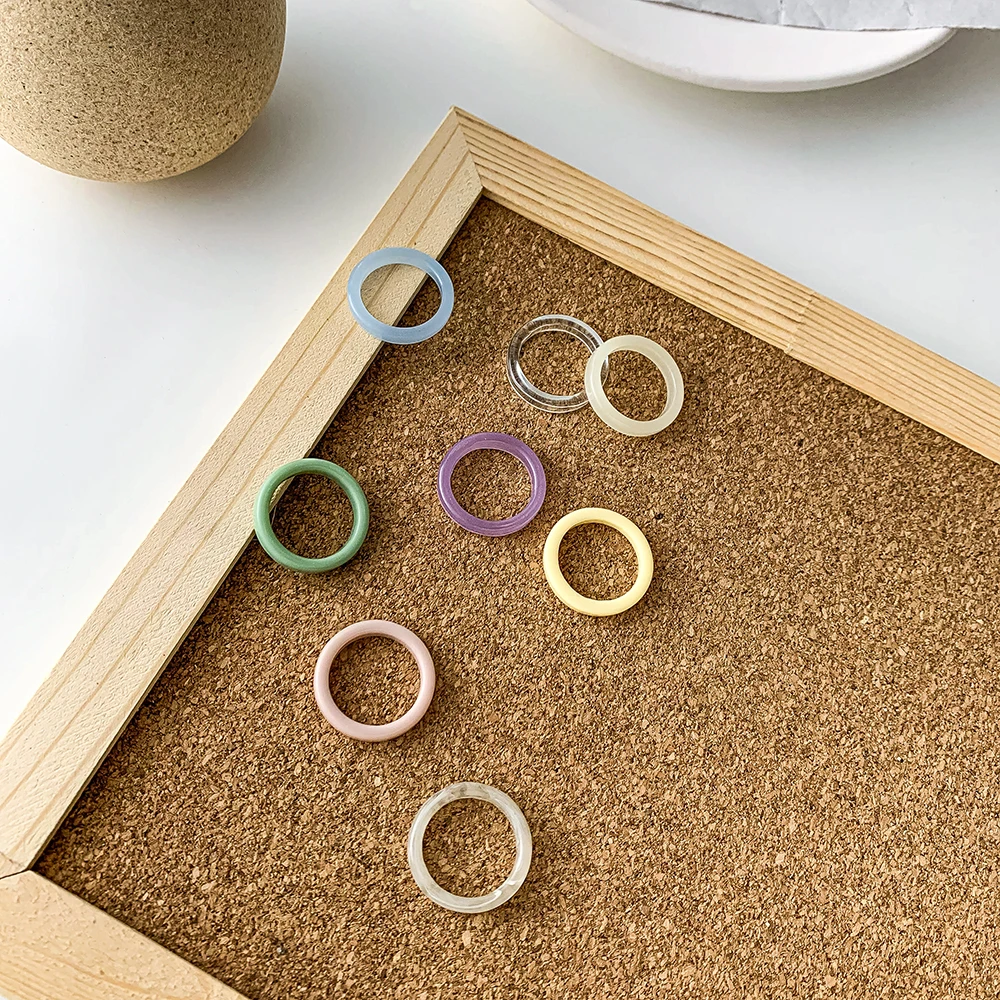 

Colorful Geometric Round Acrylic Resin Rings For Women Minimalism Transparent Stacking Knuckle Rings Jewelry Finger Accessories