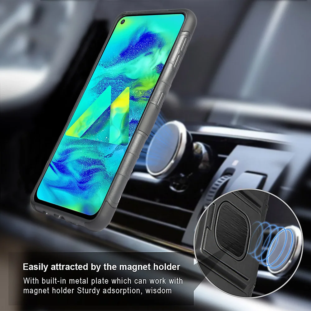 

Rugged TPU PC ring holder magnetic phone case for samsung galaxy M40