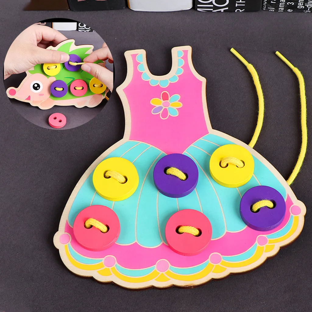 Wooden Threading Button Early Learning Educational Handheld Games For Toddlers Kids Toys Children Игрушки | и хобби
