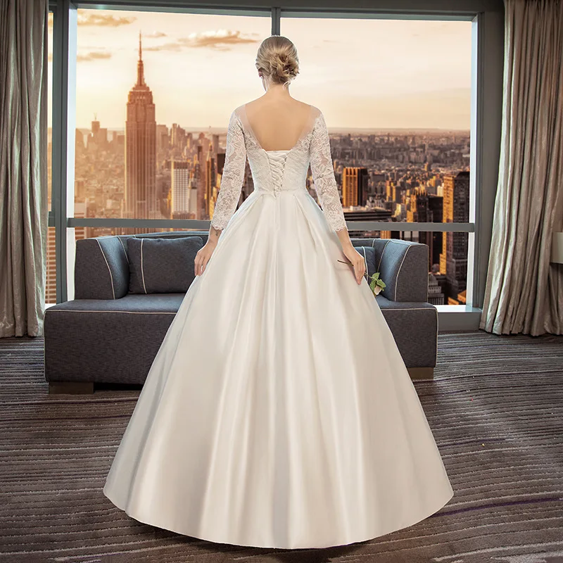 LAMYA Floor Length A Line Simple Wedding Dress Satin Bridal Korean Women Elegant Vestido De Novia Nemidor Robe Soiree | Свадьбы и
