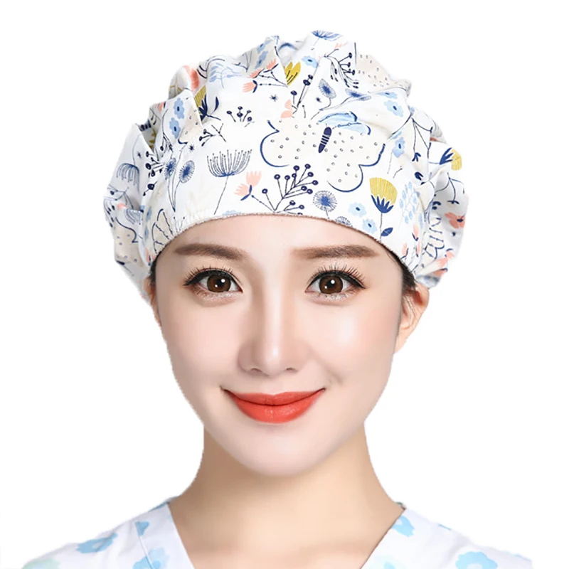 Хлопковые дышащие шапки регулируемые с принтом пылезащитные моющиеся |