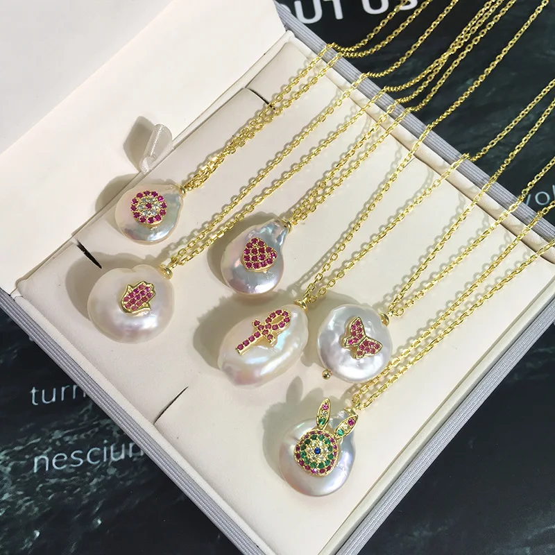 

925 sterling silver natural pearl fashion necklace jewelry personality popular classic style simple butterfly palm shape send