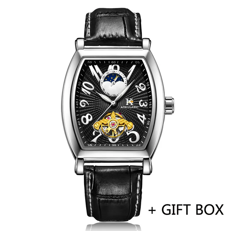 AK01304 with box Aokulasic автоматические механические мужские наручные часы военный армейский Спорт Мужские часы лучший бренд класса люкс Скелет водонепроницаемые мужские часы 013 - Цвет: AK01304 with box