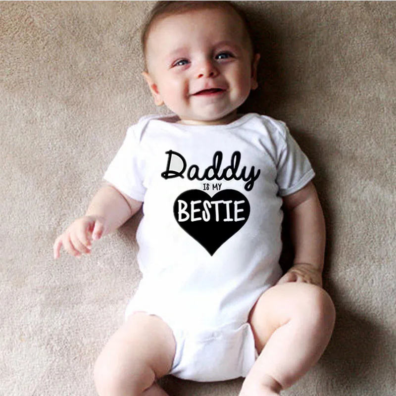 Детский комбинезон DERMSPE с надписью DAD Is My Bestie для новорожденных Love Graphic и короткими