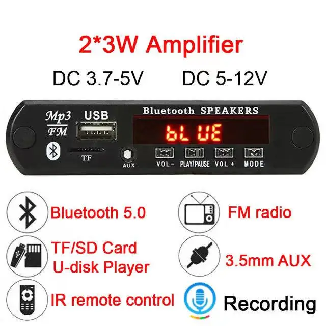DC 6 в 18 50 Вт усилитель декодер плата Bluetooth V5.0 Автомобильный MP3-плеер USB модуль