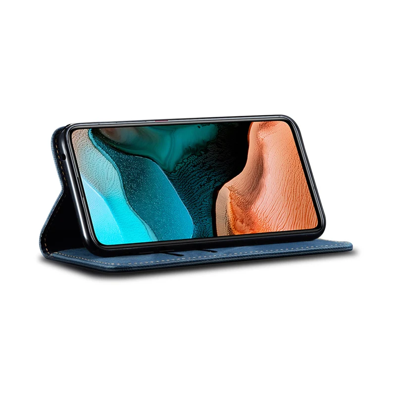 Wallet Magnetic Flip Case For Xiaomi Poco F2 Pro Phone Denim Retro Fabirc Stand Cover Pocophone | Мобильные телефоны и
