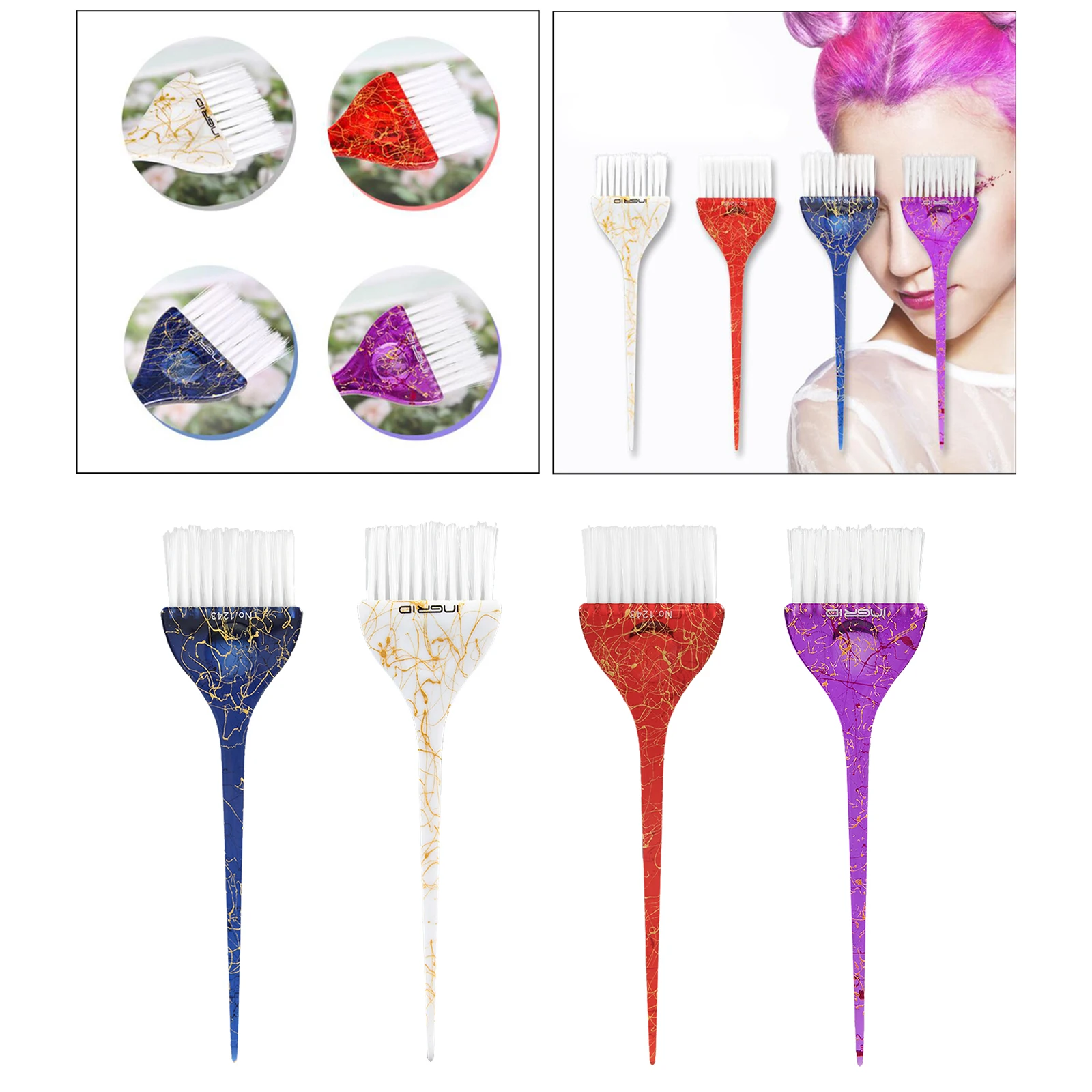 

Профессиональная отбеливающая кисть для смешивания отбеливателя, кисть для тонировки волос, для подкрашивания, для подсветки, ручка, салон...