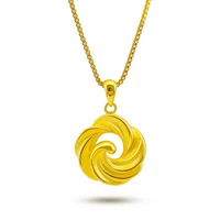pure 24k gold necklace pendant for women fine jewelry real solid gold high setting womens wave pendant fashion necklace gifts