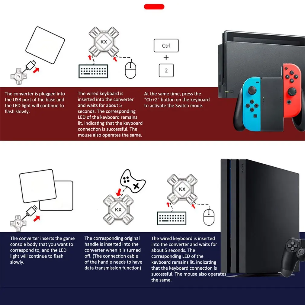 Для переключателя/Xbox/PS4/PS3 геймпад на клавиатуру и мышь конвертер прецизионных мыши и клавиатуры конвертер