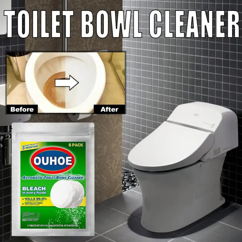 

6PC Toilet Cleaning Effervescent Tablets Multifunctional Home Descaling To Yellow And Decontamination Toilet Cleaners Deodorizer