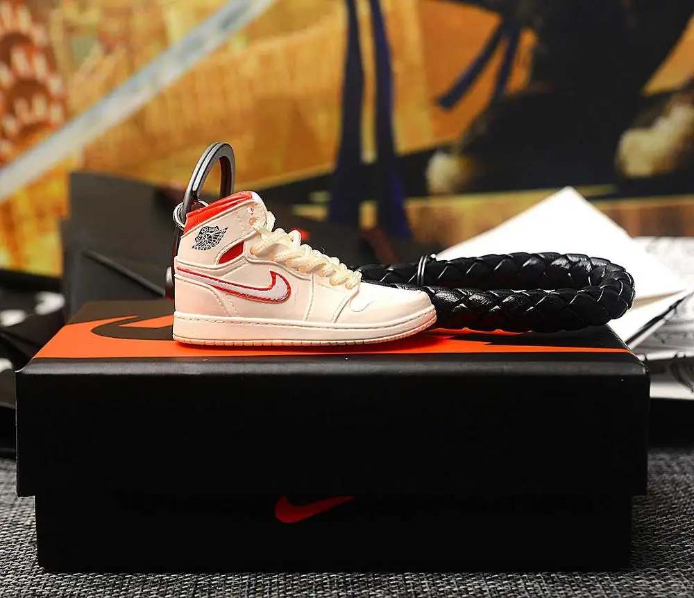 a shoe w rope Персональный DIY Air Jordan " разбитая задняя панель" часть 1 3D кроссовок фигурный брелок сумка коробка Подвеска для пары Кукла аксессуар - Цвет: a shoe w rope