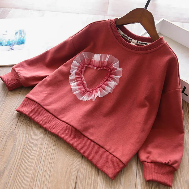 

Детский хлопковый свитер для девочек; Осенняя одежда с длинными рукавами для девочек; Модные сетчатые толстовки с сердечками; Топы для малы...