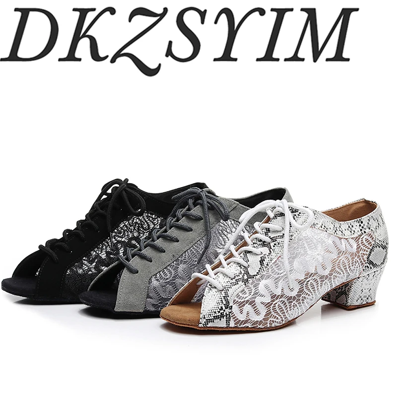 DKZSYIM/женская танцевальная обувь для вечеринки Атласная сетка + мягкая подошва
