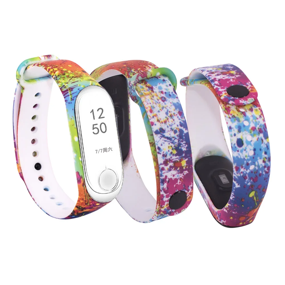 1 шт цветные цветы mi Band 4 ремешок сменный Браслет для Xiaomi mi band 3 4 Универсальный силиконовый ремешок на запястье mi 3 ремень - Цвет: Starlight6