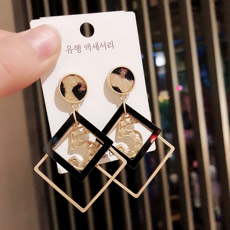 Модные женские большие серьги в Корейском стиле с геометрическим рисунком