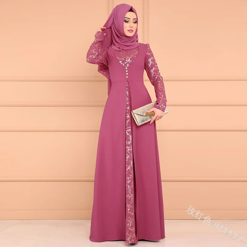 rose red Элегантное мусульманское платье с принтом abaya, вечернее платье, кардиган-кимоно, длинные халаты Jubah, Ближний Восток, Eid, Рамадан, исламский - Цвет: rose red