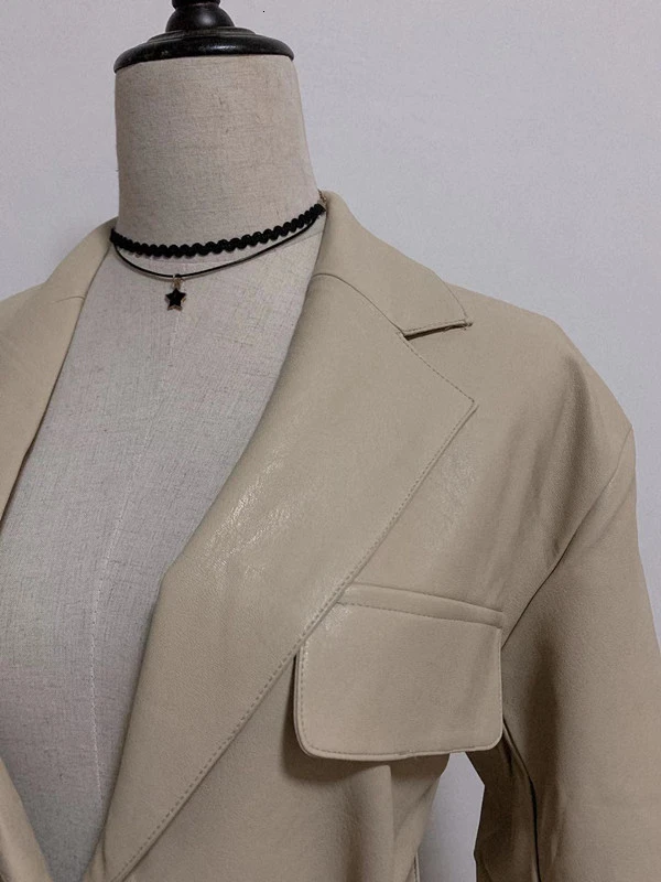 Женская кожаная куртка свободная с поясом весна 2019|Женские куртки| |