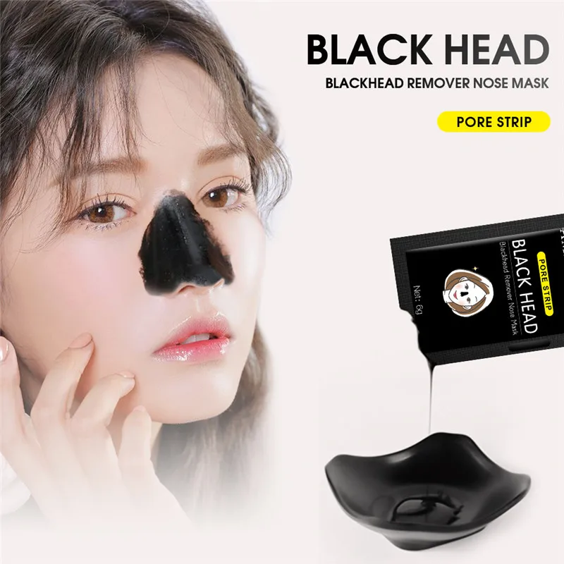 10PCS Bamboo Charcoal Blackhead Remove Facial Masks Deep Cleaning Purifying Peel Off Black Facail Face | Красота и здоровье
