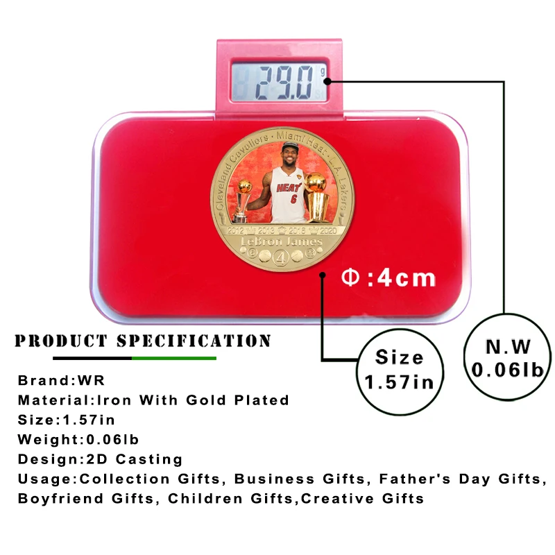 Позолоченные монеты для баскетбола коллекционные с держателем монет спортивный